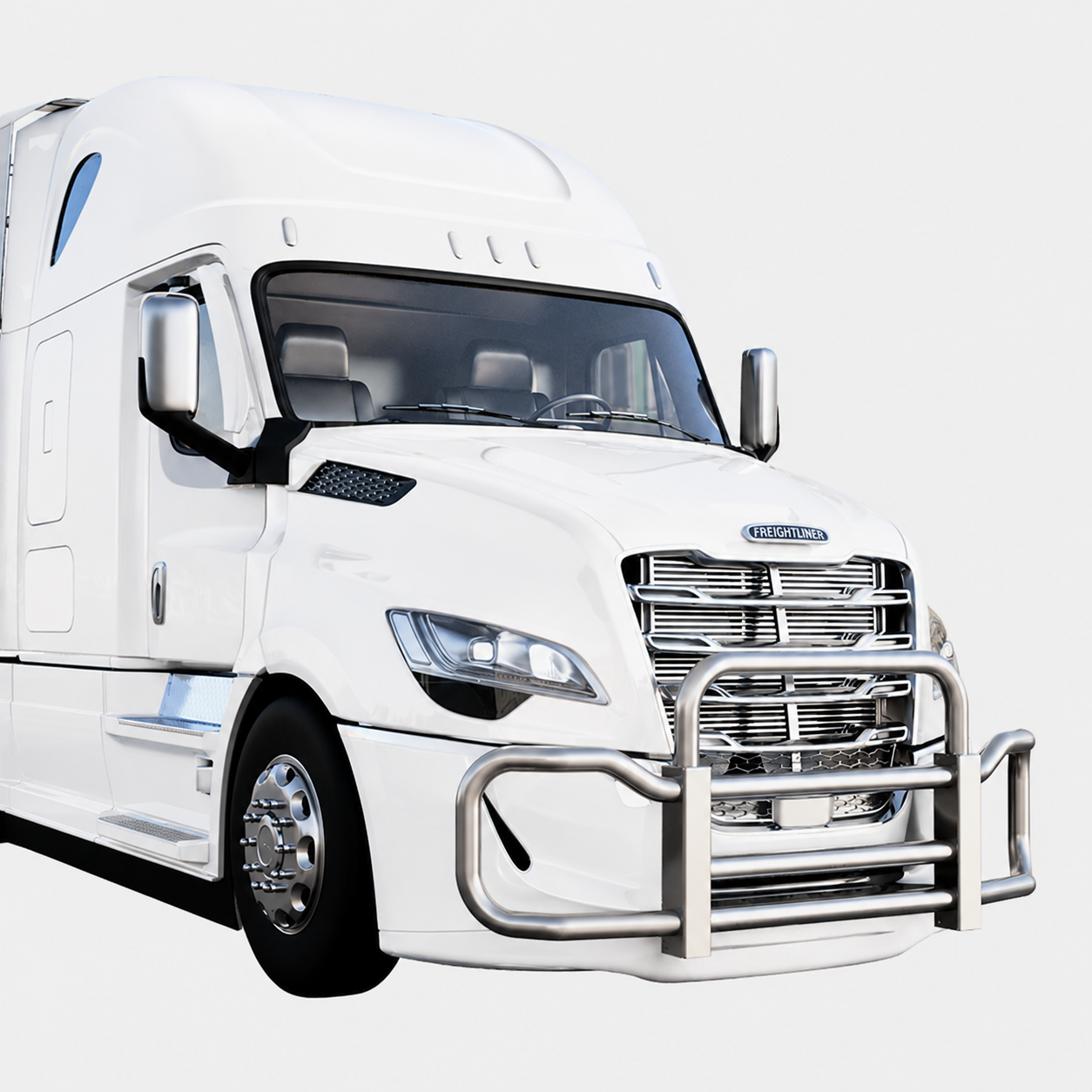 Silver Gray — Freightliner Cascadia P4 6000 Series grill guard